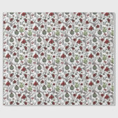 Land Westerne Kerst Bloemen Rendier Schedel Cadeaupapier (Vlak)