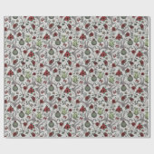 Land Westerne Kerst Bloemen Rendier Schedel Cadeaupapier (Vlak)