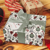 Land Westerne Kerst Bloemen Rendier Schedel Cadeaupapier