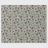 Land Westerne Kerst Bloemen Rendier Schedel Cadeaupapier (Vlak)
