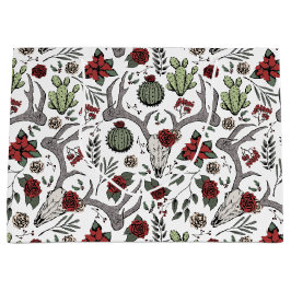 Land Westerne Kerst Bloemen Rendier Schedel Groot Cadeauzakje