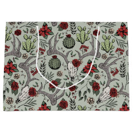 Land Westerne Kerst Bloemen Rendier Schedel Groot Cadeauzakje