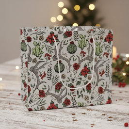 Land Westerne Kerst Bloemen Rendier Schedel Groot Cadeauzakje