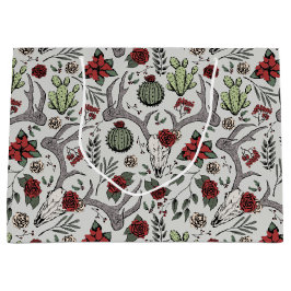 Land Westerne Kerst Bloemen Rendier Schedel Groot Cadeauzakje