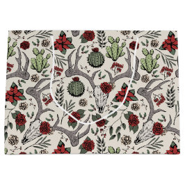 Land Westerne Kerst Bloemen Rendier Schedel Groot Cadeauzakje