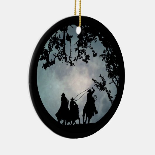 Land Westerne kerstversiering Cowboy Keramisch Ornament (Rechts)