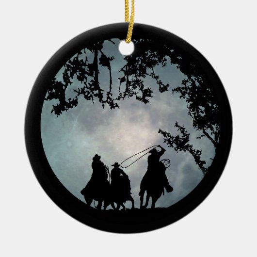 Land Westerne kerstversiering Cowboy Keramisch Ornament (Voorkant)