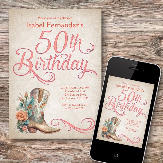 Land Westerne laarzen 50ste verjaardag Kaart