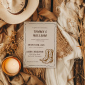 Land Westerne Laarzen Huwelijksuitnodiging Kaart