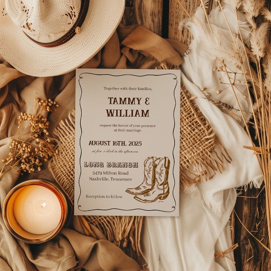 Land Westerne Laarzen Huwelijksuitnodiging Kaart