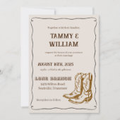 Land Westerne Laarzen Huwelijksuitnodiging Kaart (Voorkant)