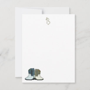 Land Westerne Laarzen Platte Monogram Notitiekaart Notitiekaartje