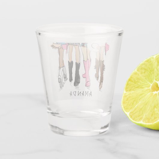 Land Westerne Mode Custom Cowboy Boots Shot Glas (Achterkant)