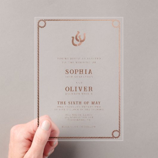 Land Westerne moderne bruiloft Acryl Uitnodigingen (Insitu (Draagbaar))