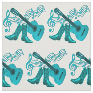 Land Westerne muziek Lt Blue Guitar en Boots Stof