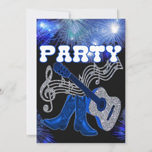 Land Westerne muziekblauwe gitaar en cowboy Boots (Voorkant)