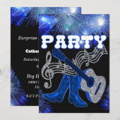 Land Westerne muziekblauwe gitaar en cowboy Boots Kaart (Voorkant / Achterkant)