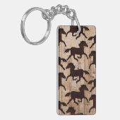 Land Westerne paarden op Barn Wood Cowboy Gifts Sleutelhanger (Voorkant Links)