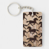 Land Westerne paarden op Barn Wood Cowboy Gifts Sleutelhanger (Voorkant)