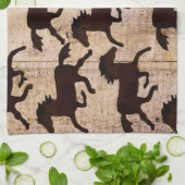 Land Westerne paarden op Barn Wood Cowboy Gifts Theedoek (Gevouwen)