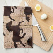 Land Westerne paarden op Barn Wood Cowboy Gifts Theedoek (Quarter Fold)