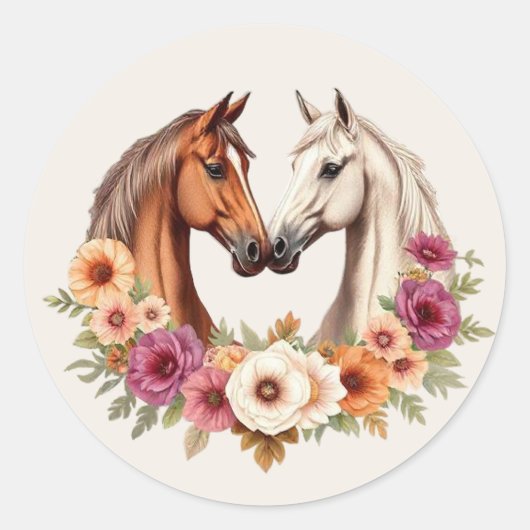 Land Westerne paarden Ronde Sticker (Voorkant)