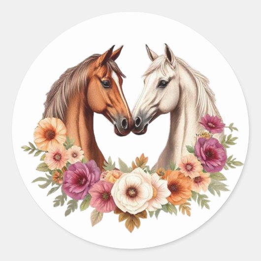 Land Westerne paarden Ronde Sticker (Voorkant)