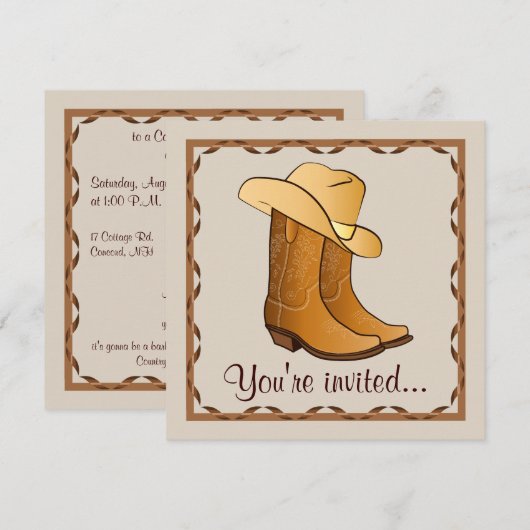 Land Westerne Partij met Cowgirl Boots en Pet Kaart (Voorkant / Achterkant)