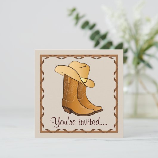 Land Westerne Partij met Cowgirl Boots en Pet Kaart (Staand voorkant)