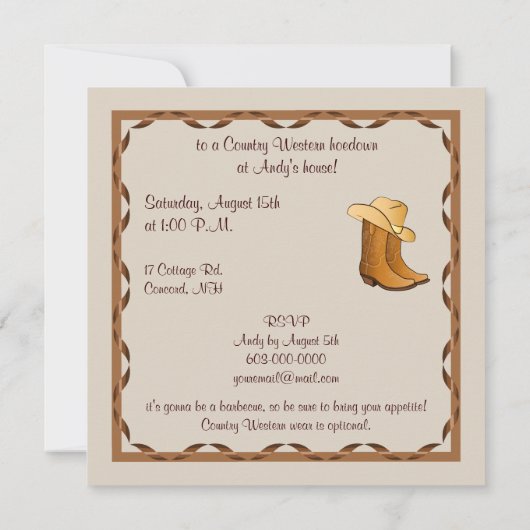 Land Westerne Partij met Cowgirl Boots en Pet Kaart (Achterkant)