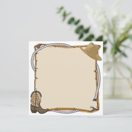 Land Westerne partij Uitnodiging (blanco) (Staand voorkant)