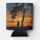 Land Westerne ringende cowboy en paard op zonsonde Blikjeskoeler (Voorkant)