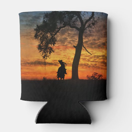 Land Westerne ringende cowboy en paard op zonsonde Blikjeskoeler (Achterkant)