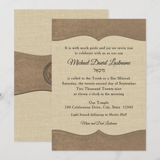 Land Westerne Rustieke Bar Mitzvah Kaart (Voorkant / Achterkant)