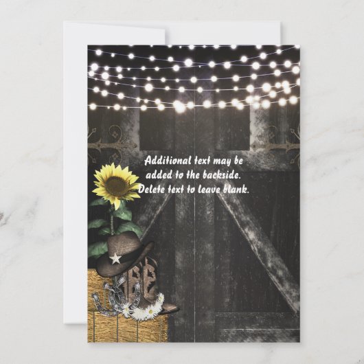 Land Westerne rustieke schuur bruiloft uitnodiging (Achterkant)