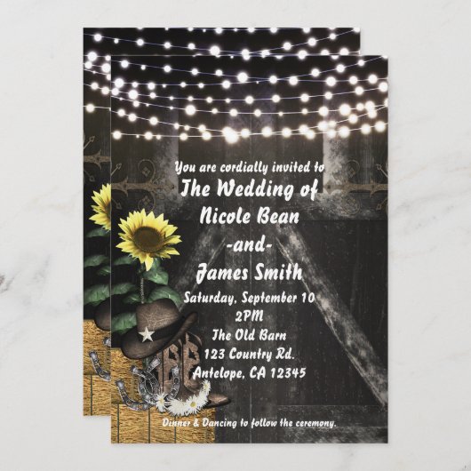 Land Westerne rustieke schuur bruiloft uitnodiging (Voorkant / Achterkant)