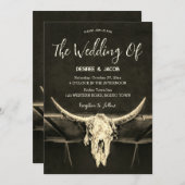 Land Westerne Rustieke Sepia Bull Skull Wedding Kaart (Voorkant / Achterkant)