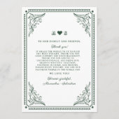  land Westerne rustieke smaragd bruiloft Menu (Achterkant)