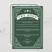  land Westerne rustieke smaragd bruiloft Menu (Voorkant / Achterkant)