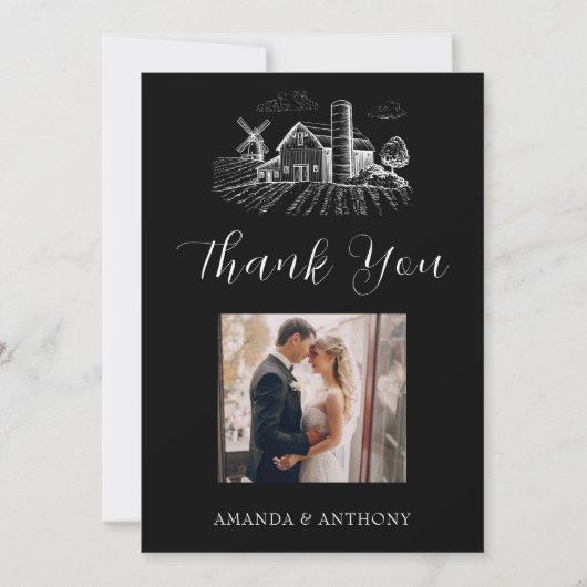 Land Westerne schuur bruiloft Bedankkaart (Voorkant)