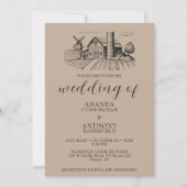 Land Westerne schuur bruiloft uitnodiging (Voorkant)