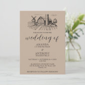 Land Westerne schuur bruiloft uitnodiging (Staand voorkant)