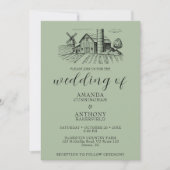 Land Westerne schuur bruiloft uitnodiging (Voorkant)