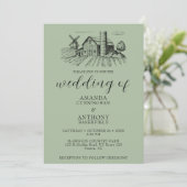 Land Westerne schuur bruiloft uitnodiging (Staand voorkant)