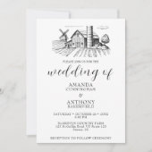 Land Westerne schuur bruiloft uitnodiging (Voorkant)