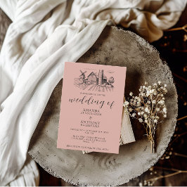 Land Westerne schuur bruiloft uitnodiging