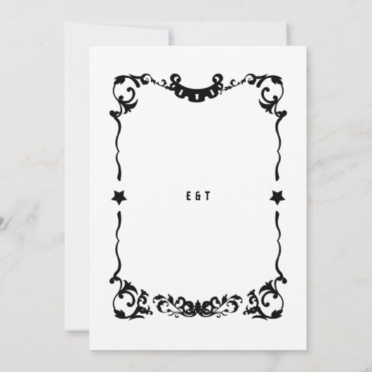 Land Westerne Sterren Zwart Wit Formele Bruiloft Kaart (Achterkant)