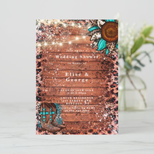 Land Westerne Turquoise Boots Wedding Shower (Staand voorkant)