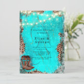 Land Westerne turquoise Couple Shower Uitnodiging (Staand voorkant)
