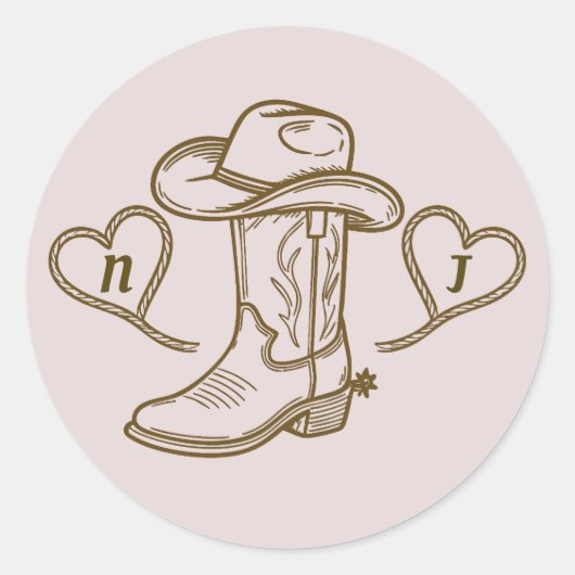 Land Westerne Vintage Laatste Rodeo Roze Ronde Sticker (Voorkant)